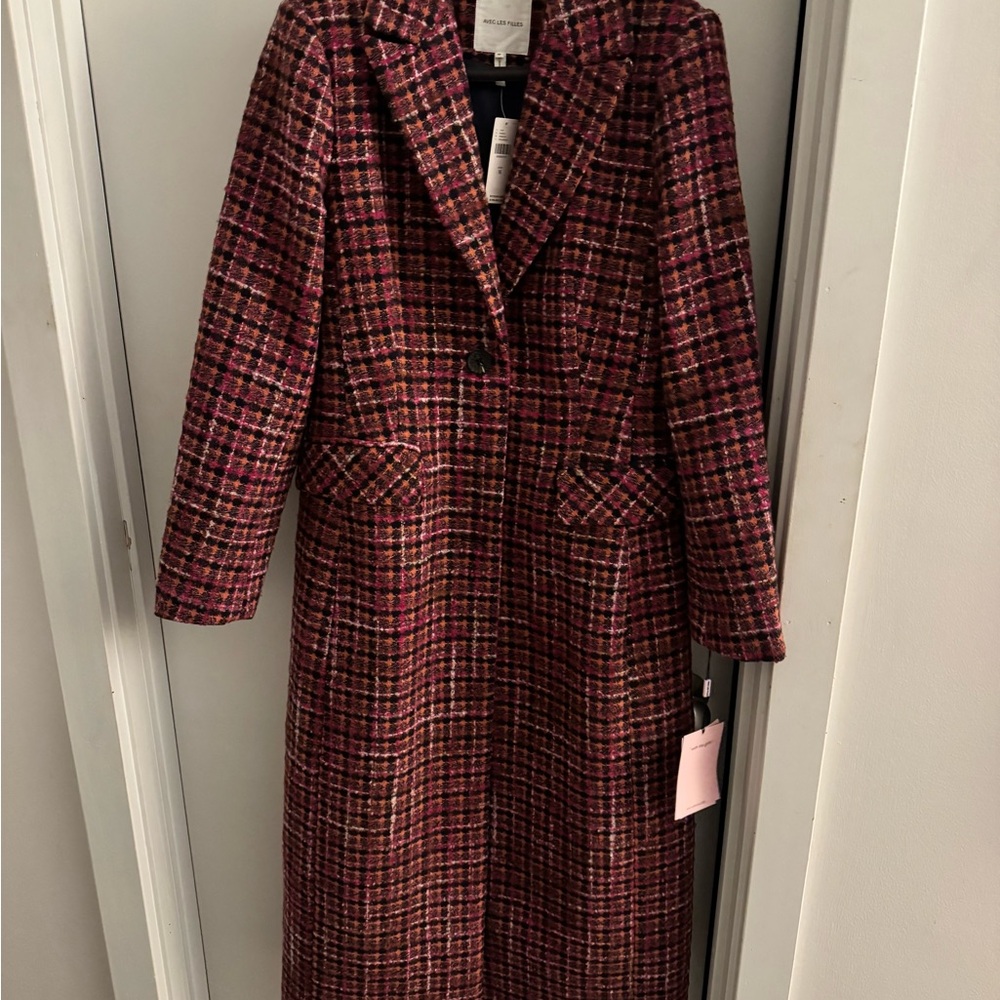 Avec Les Filles Multicolor Plaid Trench Coat